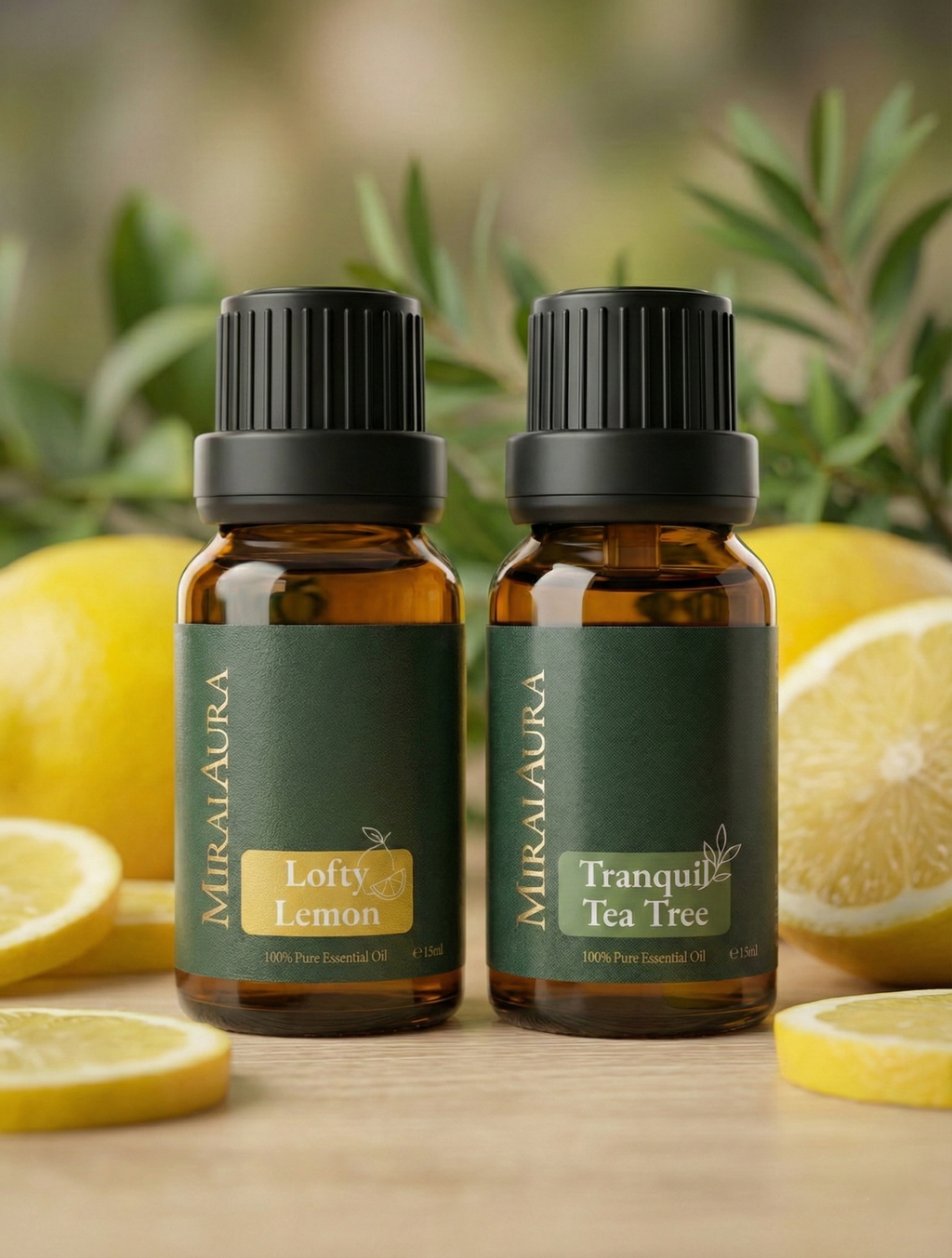 Mirai Aura Still On Track Lemon and Tea Tree Essential Oil Bundle