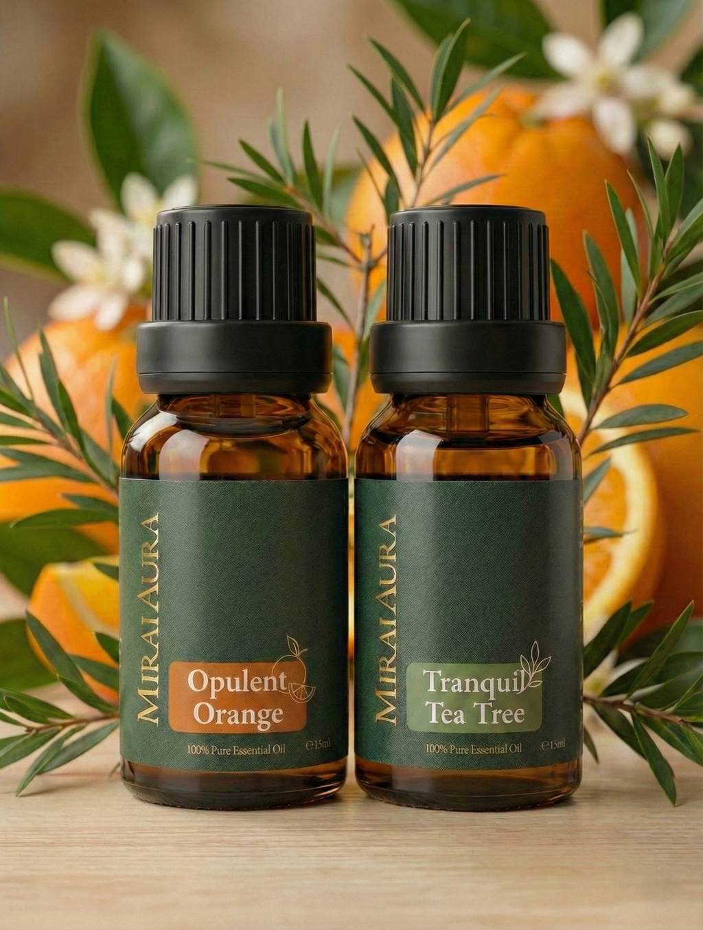 Mirai Aura That Helped Orange and Tea Tree Essential Oil Bundle