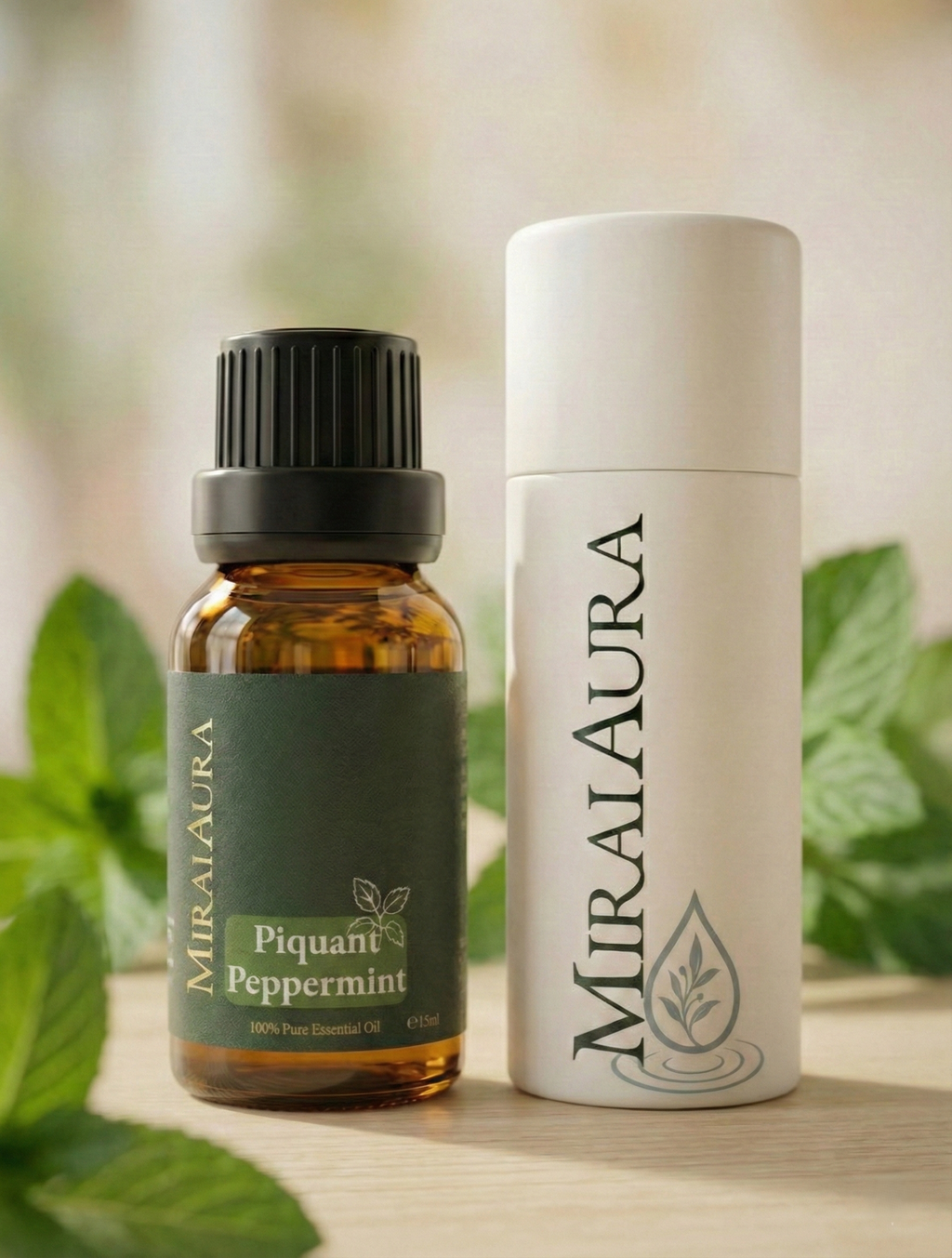 Mirai Aura Piquant Peppermint Pure Essential Oil 15ml Bottle
